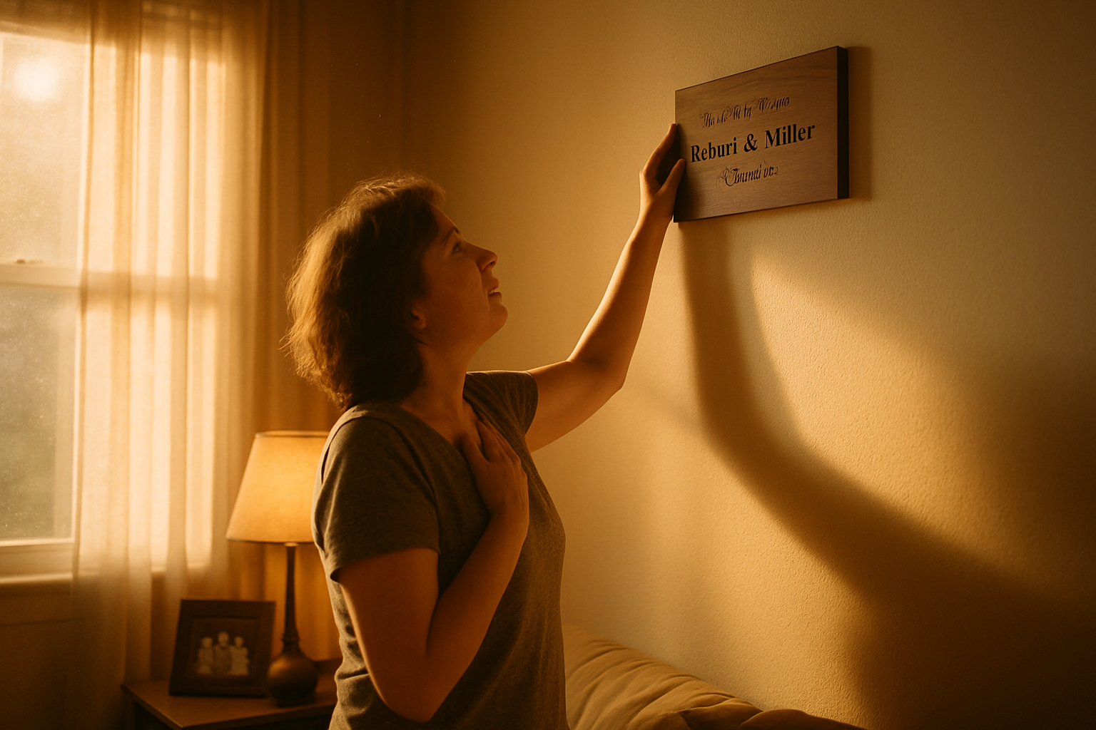 Hung with love — a walnut memorial finds its place.